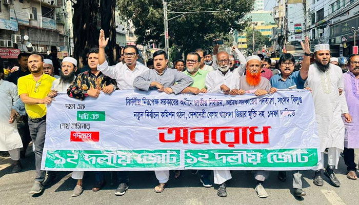 বিজয়নগরে ১২ দলীয় জোটের মিছিল