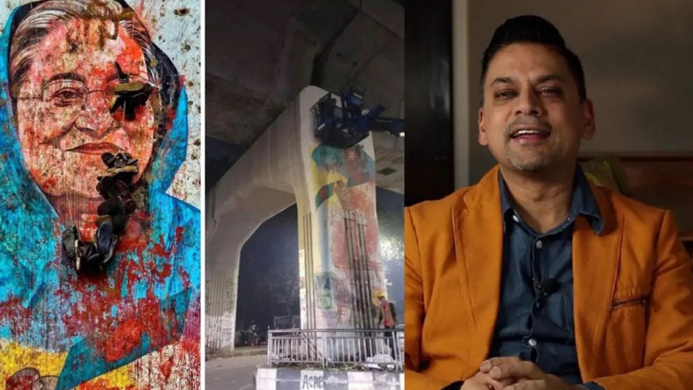 শেখ হাসিনার ‘ঘৃণাস্তম্ভের’ গ্রাফিতি মোছা নিয়ে যে অভিযোগ করলেন ফাহাম