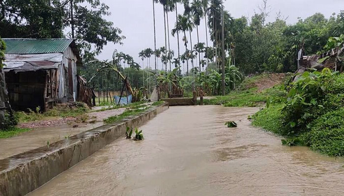 পাহাড়ি ঢলে তলিয়ে গেছে বসতভিটা
