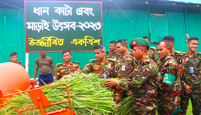 ধান কাটা উৎসবের আয়োজন করেছে সেনাবাহিনী