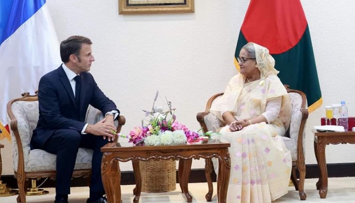 বৈঠকে ইমানুয়েল ম্যাক্রোঁ-শেখ হাসিনা