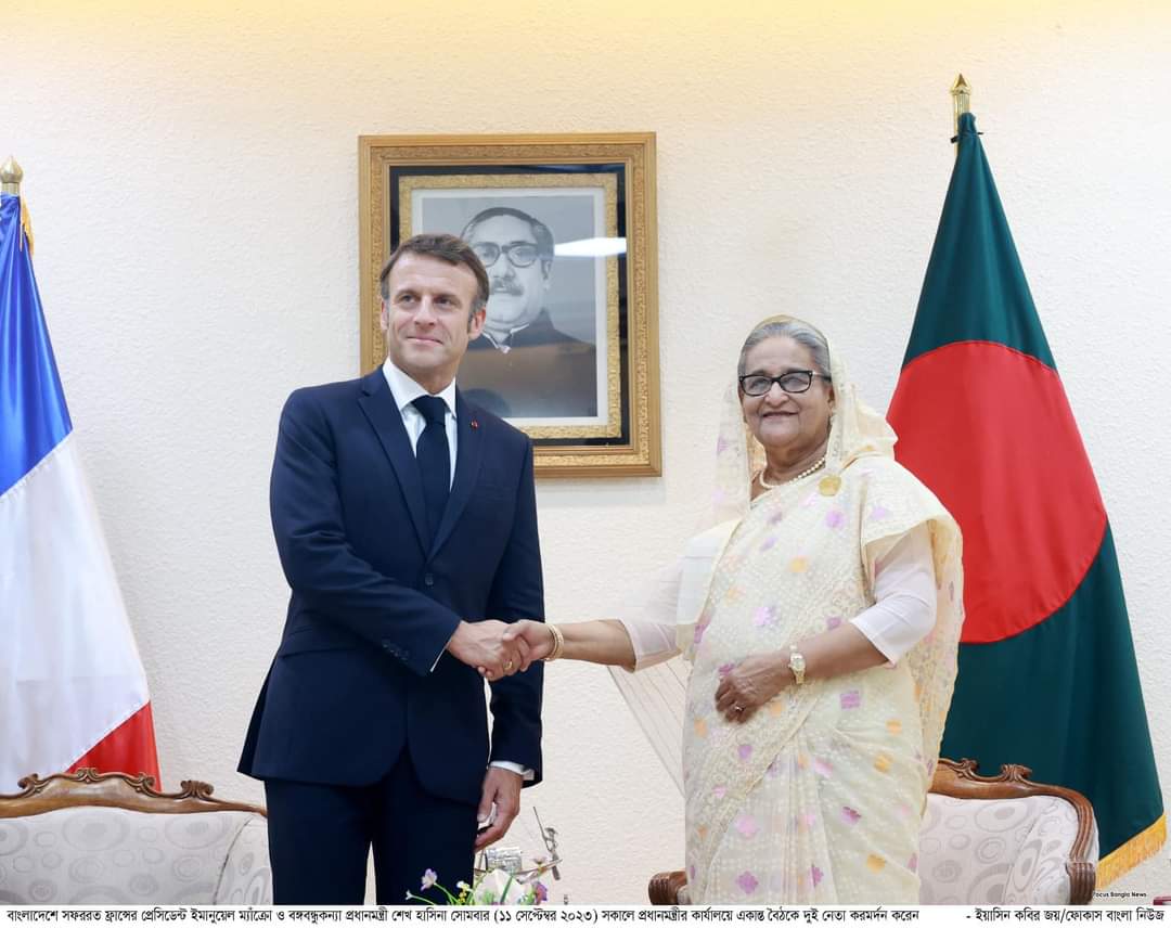 বৈঠকে ইমানুয়েল ম্যাক্রোঁ-শেখ হাসিনা