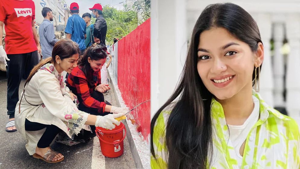 ছাত্রদের সঙ্গে গ্রাফিতি অঙ্কন করলেন ইভানা