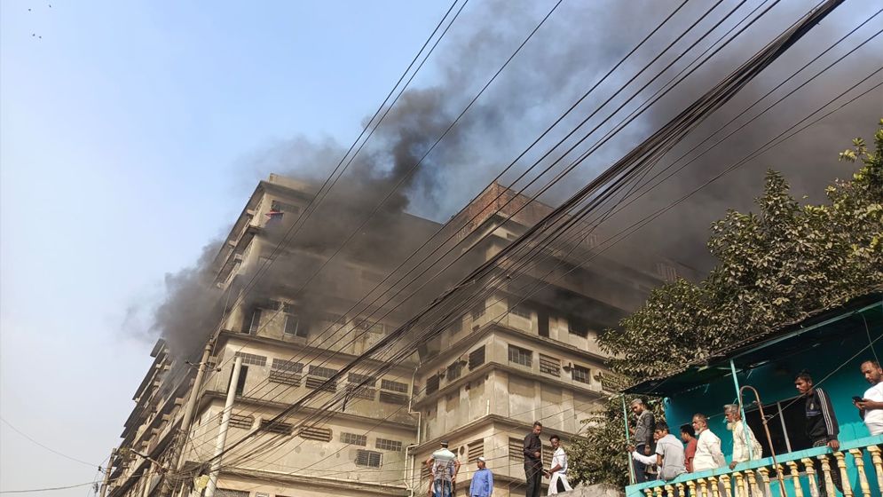 হাজারীবাগের একটি লেদারের গোডাউনে আগুন