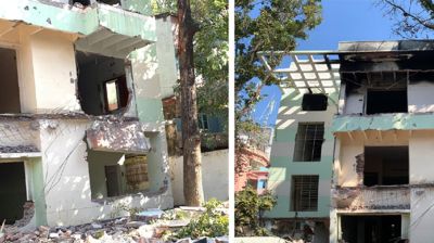 এক্সকাভেটর দিয়ে ভাঙা হলো সাবেক মেয়র লিটনের বাড়ি