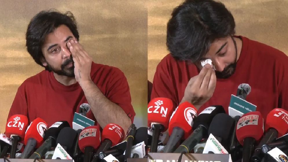 সংবাদ সম্মেলনে  কান্নায় ভেঙে পড়লেন নিশো